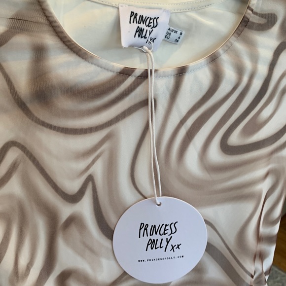 Princess Polly Disco fever swirl grey white mesh long sleeve 4 small Hazel NEW - Picture 3 of 5